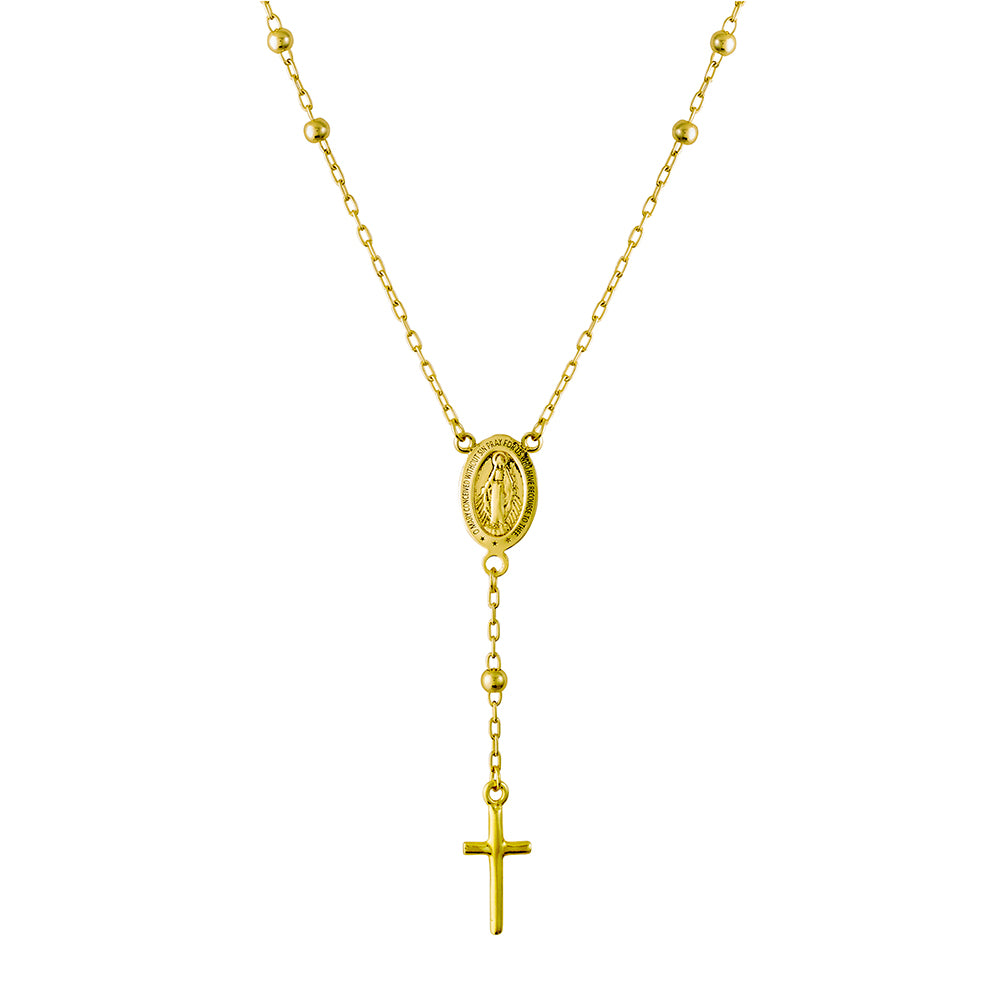 Rosary Necklace Sterling Silver - Gold