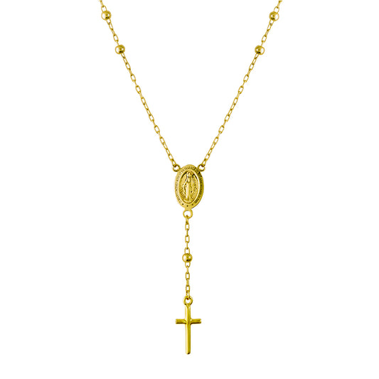 Rosary Necklace Sterling Silver - Gold